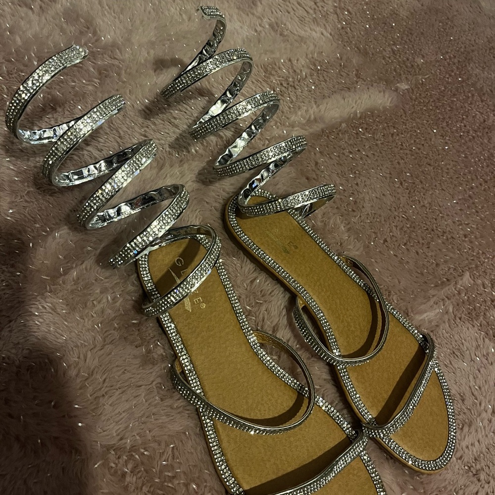 Elegant Silver Strappy Sandals